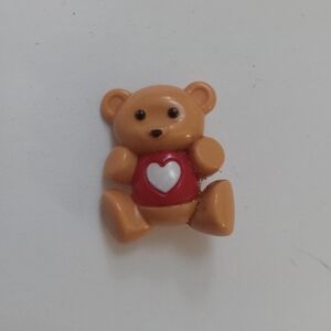 Tan Bear Toy Figure with Red Heart Brooch